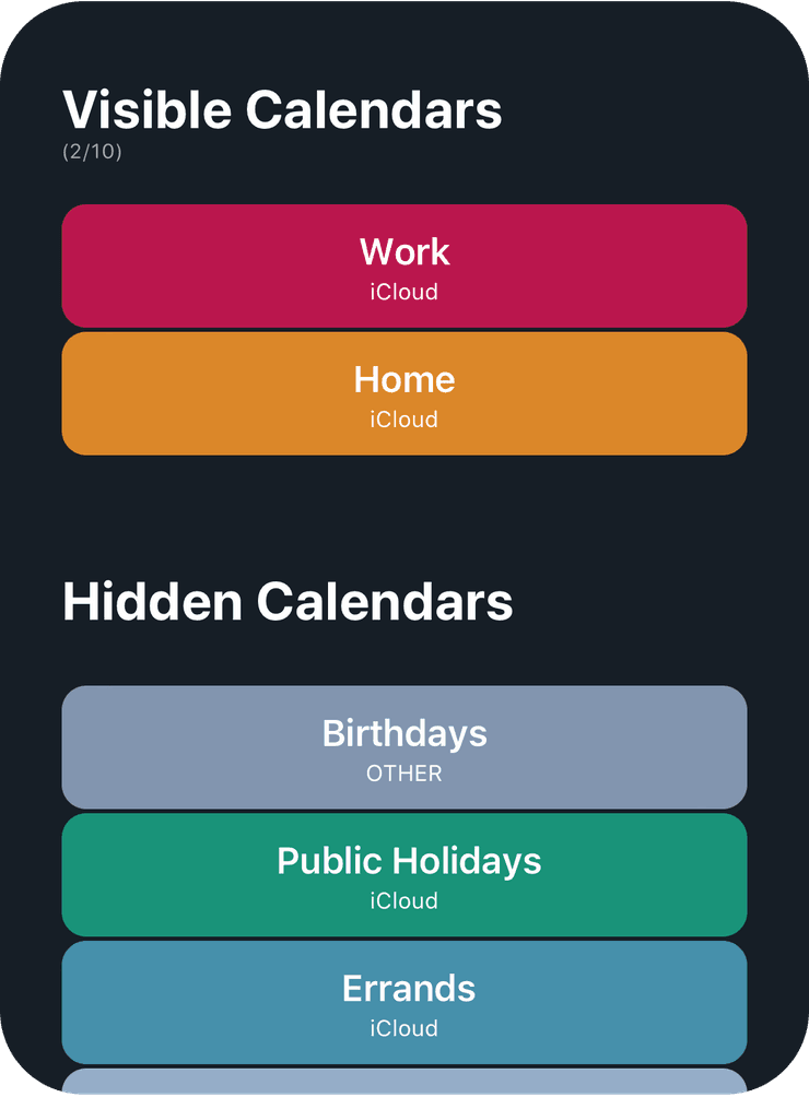 Calendar settings