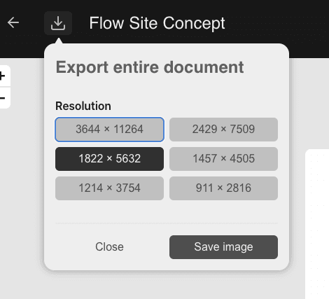 Export options in Flow on the Web