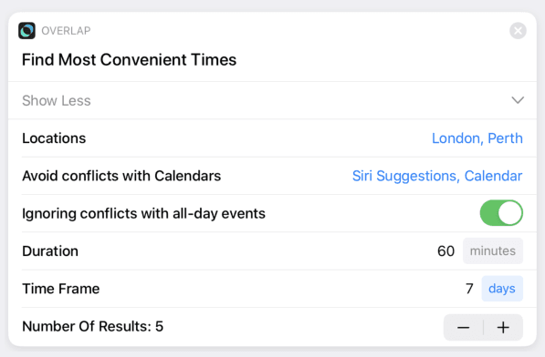 Find most convenient times - Siri shortcut